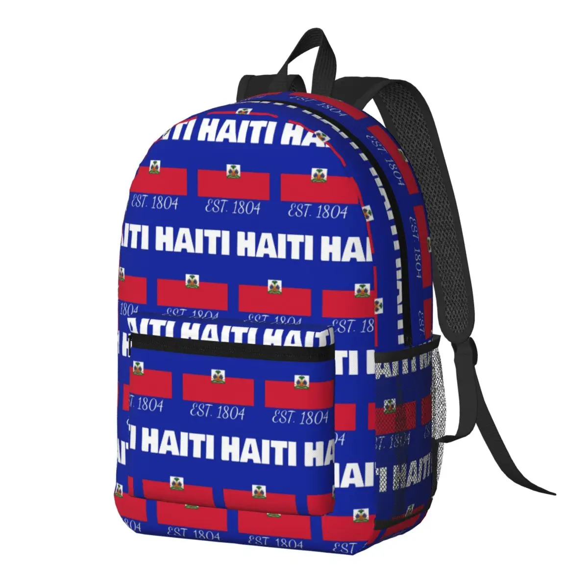 

Haiti EST. 1804 Independence Haitian Flag Backpack Daypack Large Capacity BookBag School Bag Shoulder Bags for Men Women