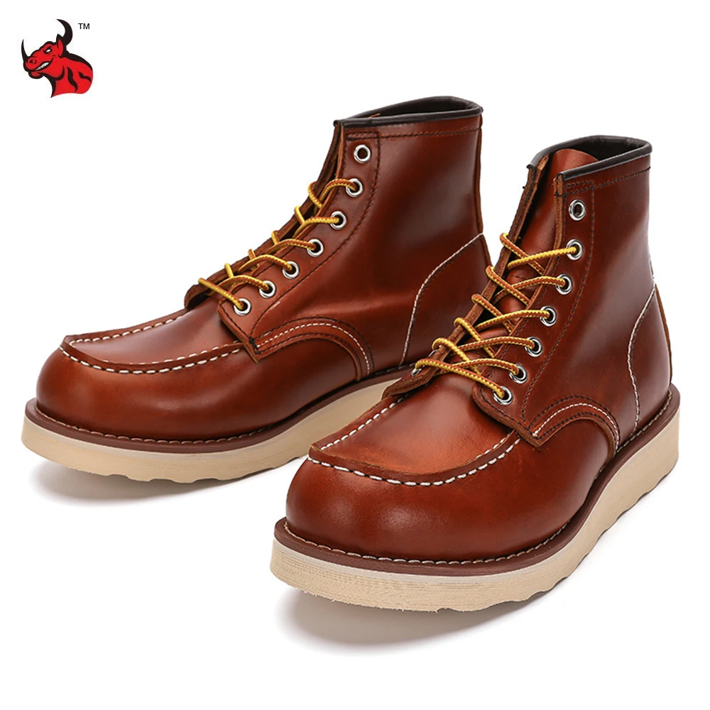 Super Quality Cowhide Genuine Leather Casual Boots Racing Motorcycle Ankle Boots Vintage Shoelace Ankle High Work Boots EU 39-44