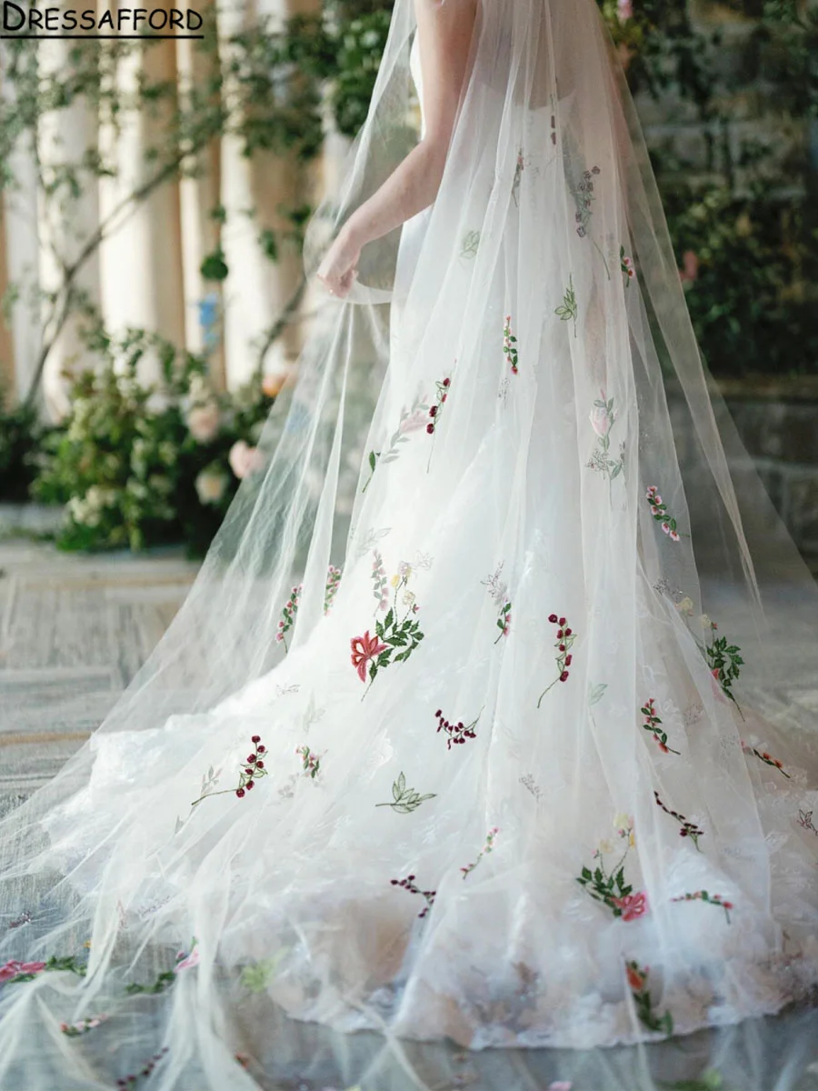 Flower Veil Long  Floral Wedding Veils