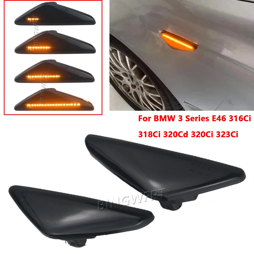 

2 шт. динамический светодиодный боковой габаритный фонарь для BMW E46 2D 2003-2006 325Ci 330Ci Coupe, кабриолетный указатель поворота, мигалка