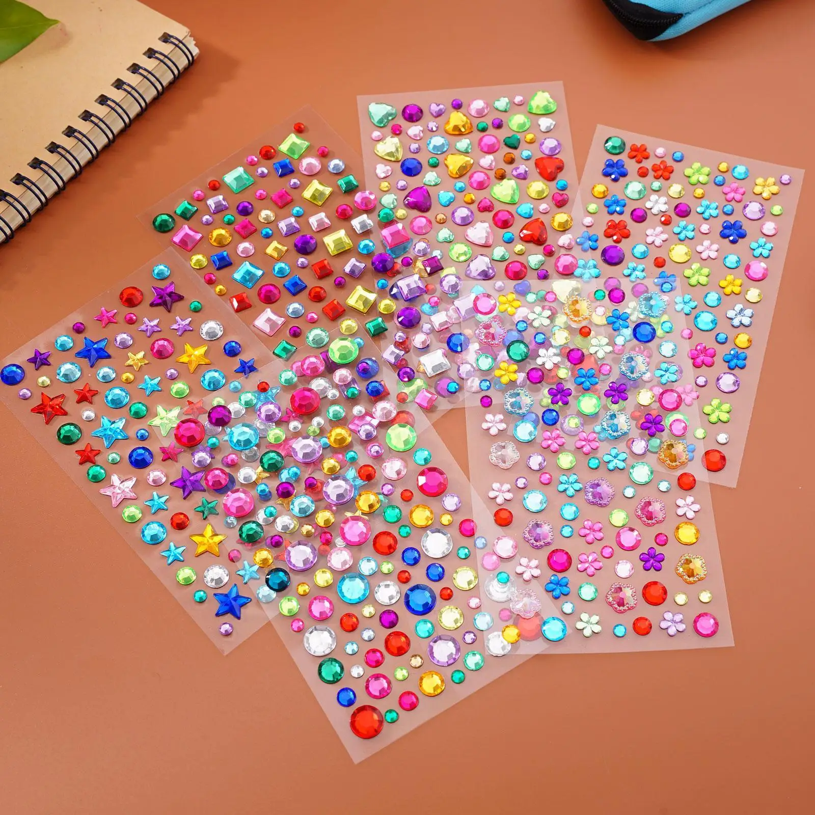 Children 3D Gem StickersDIY Acrylic Diamond Crystal Self Adhesive Sticker Sparkling Rhinestone Sticker for kids Girls Decor U0K2