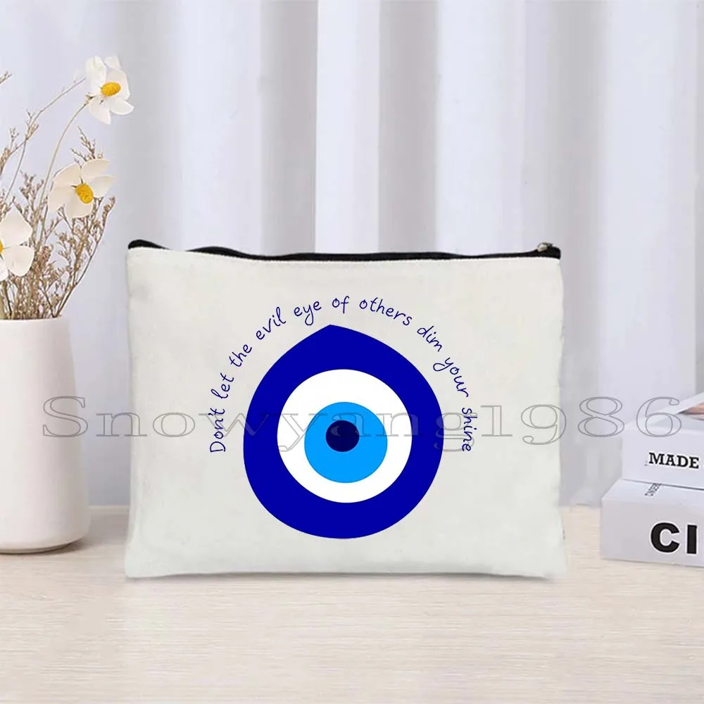 

Turkish Magic Nazar GREECE Hamsa Amulet Greek Colorful Evil Eye Mandala Canvas Cosmetic Bag Makeup Lipstick Pouch Pencil Case