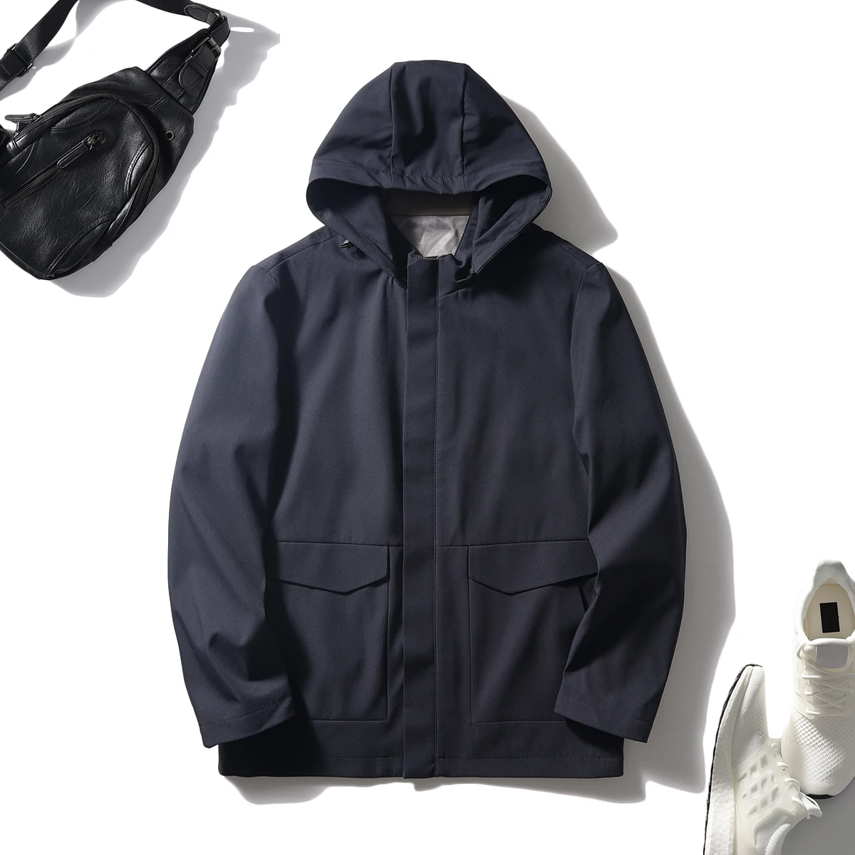 

Smooth Anti-Wrinkle Men's Faionable Casual Hooded Jaet Spring New Sle Travel Series ODM Cany Goods Youth Urban Wear