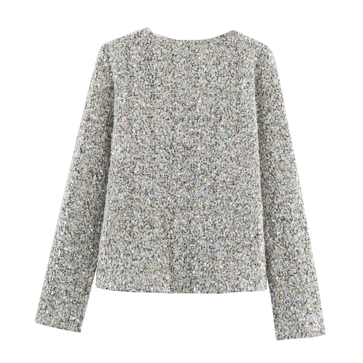 ملابس نسائية جديدة لخريف 2025 موضة غير رسمية مزاجية بسيطة مزخرفة بالخرز وأكمام طويلة + تنورة قصيرة عالية الخصر