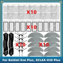 Compatible For Roidmi Eve Plus SDJ01RM, XCLEA H30 Plus / H40 Plus Replacement Parts Accessories Main Side Brush Filter Mop Cloth