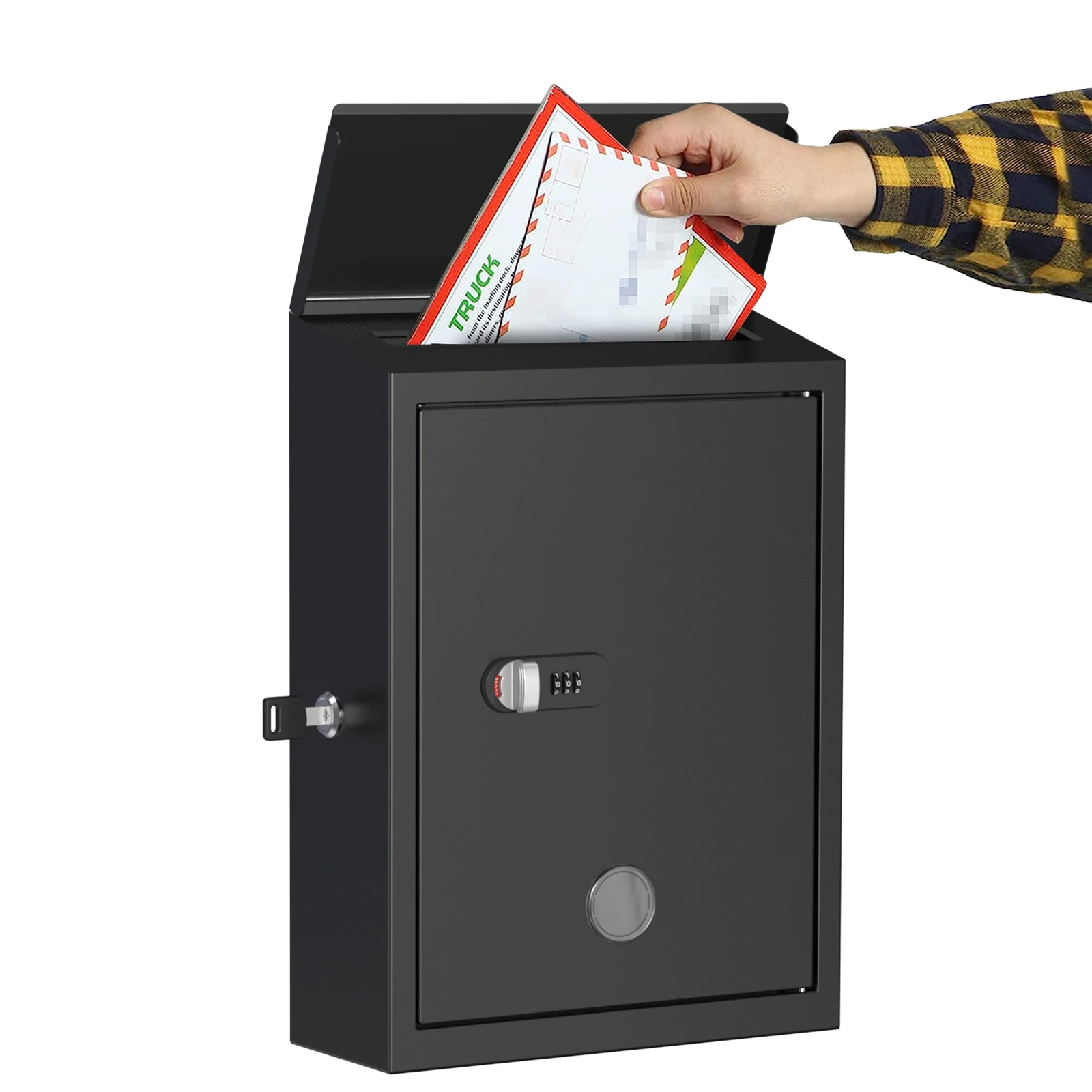 

Metal Outdoor Nordi Mailbox Black Home Garden Wall Mount Mailbox with Combination Lock