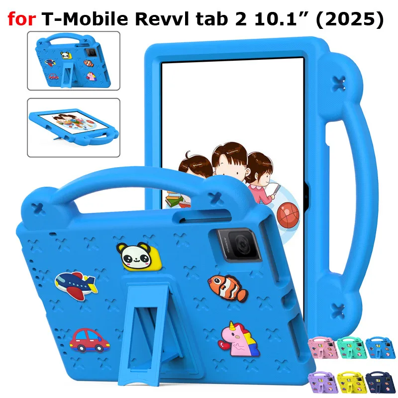 

For T-Mobile REVVL TAB 2 Tablet 10.1 Inch 2025 Case for REVVL Tab 2 2025 10.1" EVA Portable Shockproof Handle Stand Tablet Cover