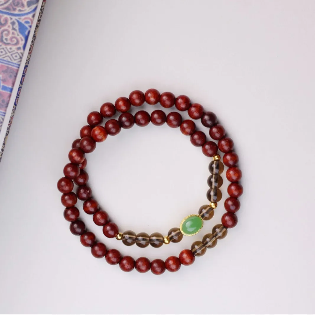 

2025 new sandalwood double loop bracelet DIY China-Chic Buddha beads wooden hand string handicraft gifts for friends