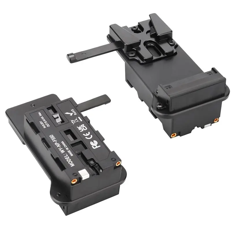 CJSD-V-Mount مشبك إلى NP-F550/F970 بطارية الدمية لشاشة DJI LED نقل الفيديو على شكل حرف V لوحة تركيب إمداد الطاقة