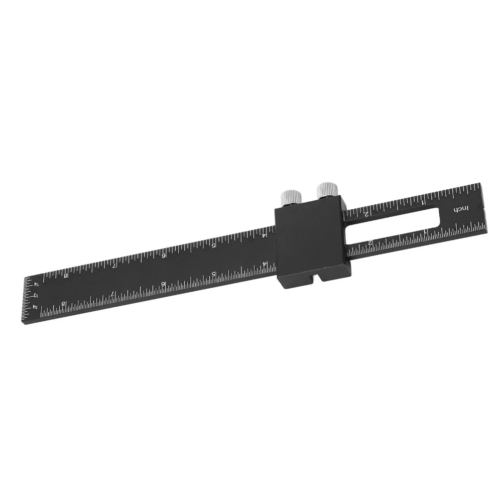 Aluminum Alloy T Square Woodworking Ruler Inch Metric Scale Slide Stop Adjustable Slide Stop Ruler Dual Scale