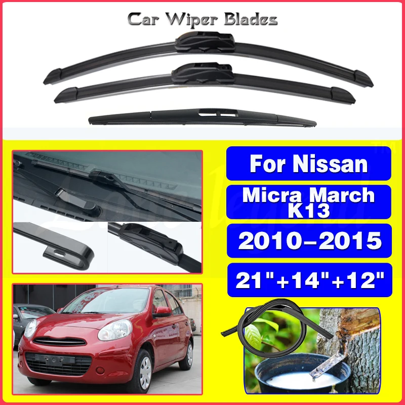 

Car Wiper Front & Rear Wiper Blades Set Kit For Nissan Micra March K13 2010 - 2015 Windshield Windscreen Window 21"+14"+12"