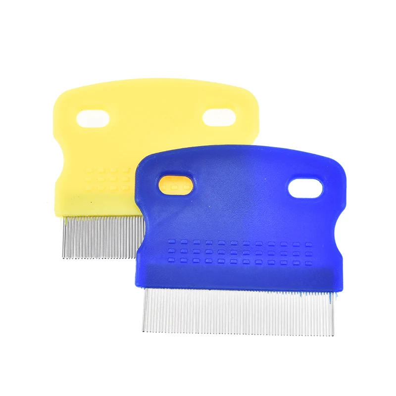 Cepillo de limpieza de eliminación de pulgas dentado de acero inoxidable para perros y gatos, peine de aseo, color aleatorio, 1 unidad