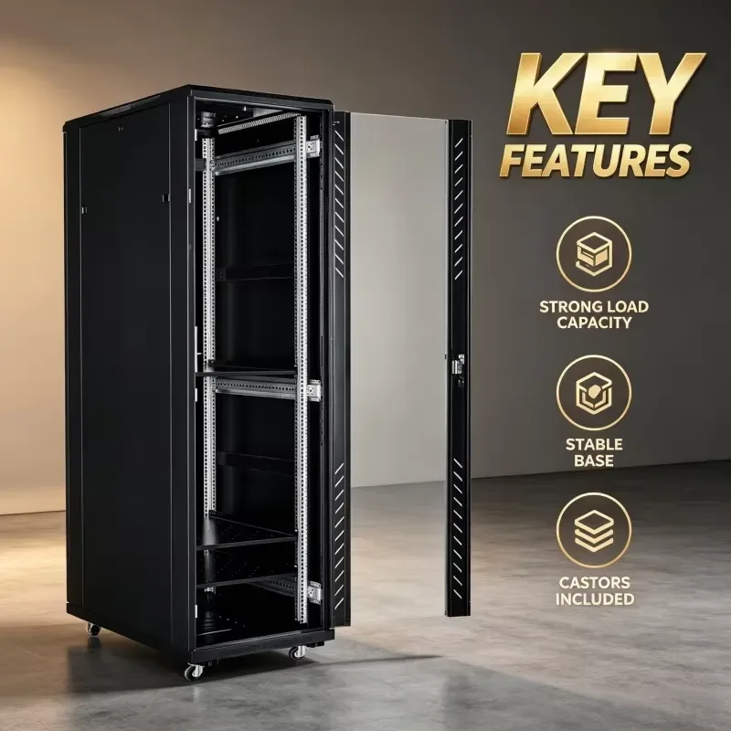 36U 800*600*1800mm Network Enclosure with Glass Door and Cable Management Floor Standing Server Rack Cabinet for Data Center