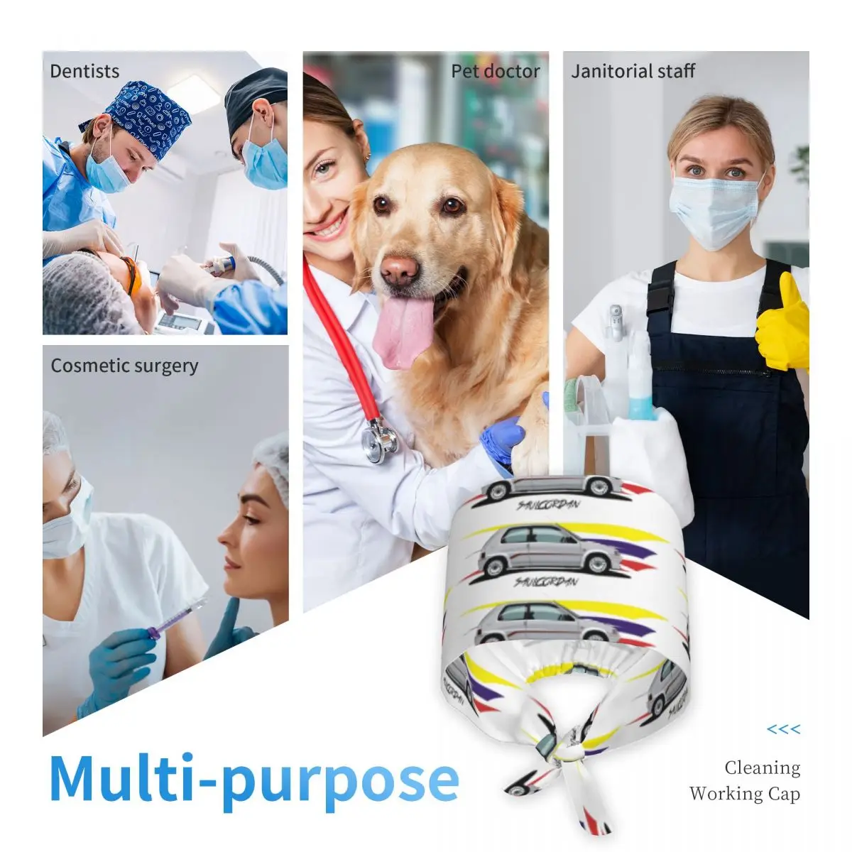 Czapka chirurgiczna 106 Rally, czapka robocza dla lekarza, regulowana czapka pielęgniarska dla mężczyzn i kobiet, czapka dla dentysty
