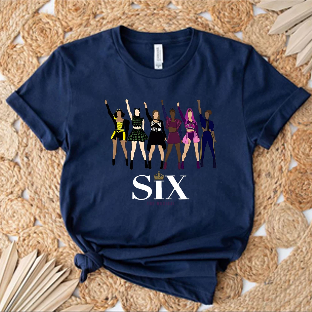 Six Musical Tshirt Broadway Six Musical Print Short Sleeve Shirt Musical Shirts Women Funny Tee Fans Gift Unisex Casual Tops