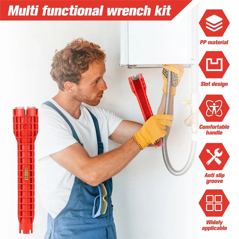 

ABBP-Faucet And Sink Wrench, 14 In 1 Faucet And Sink Installer Tool, Sink Drain Wrench Plumbing Tool, Pipe Wrench