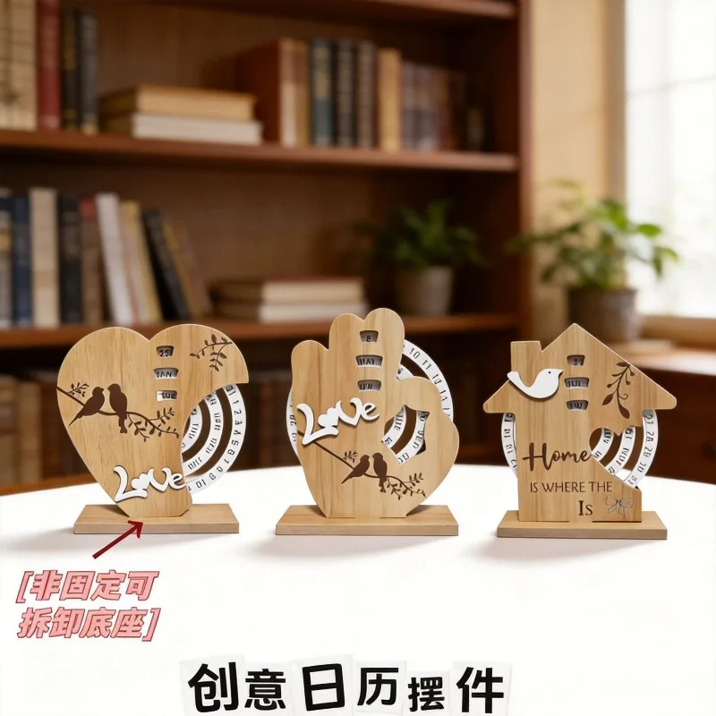 Wooden craft calendar, perpetual calendar, home decoration, office desktop high-end decoration, manual desk calendar decoration
