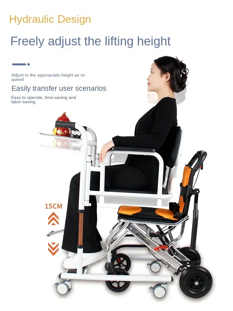 Hydraulic lift lift paralyzed patient care artifact multifunctional shift chair patient transfer chair with toilet