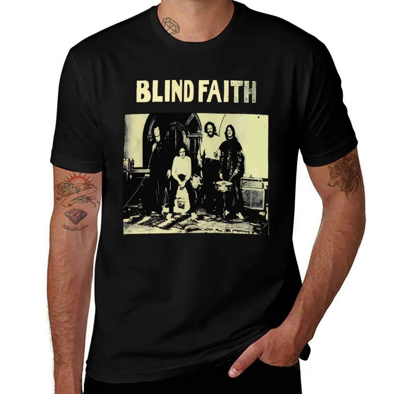 Men_s Faith Blind Classic T-Shirt Big and Tall Solid Color T-Shirt