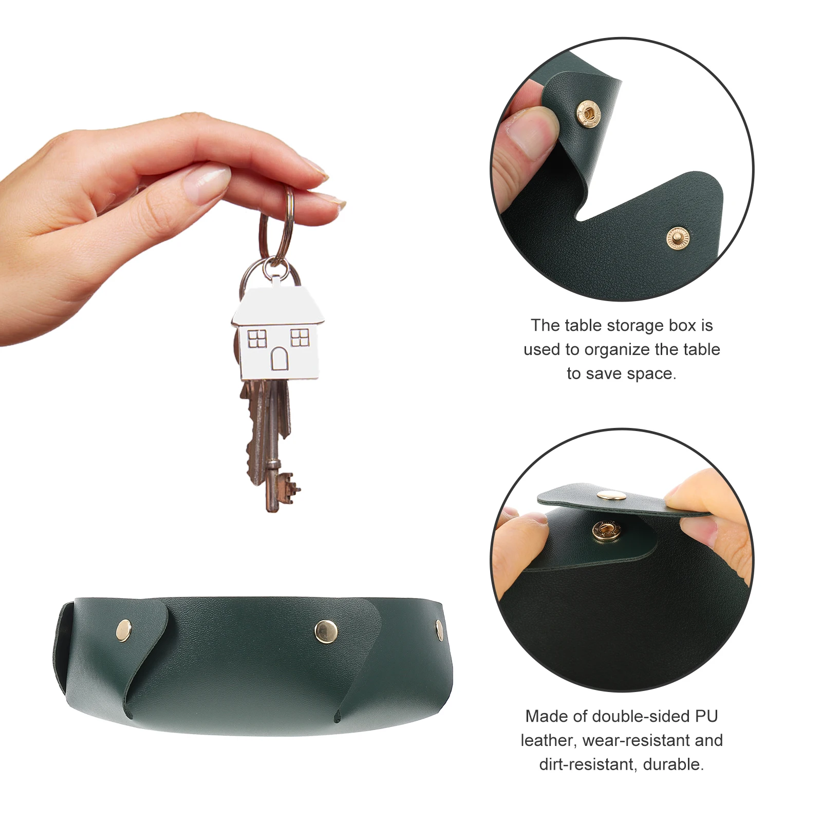 

2pcs Key Organizer Box Pu Desktop Storage Case For Keys Rings Sundries Entryway Storage Container Desk Organizer