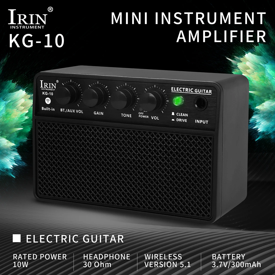 IRIN Audio Electric Guitar Bass Sound Amplifier 10W 6.35mm Rechargeable Portable Sound Amplifier Electric Guitar Bass Accessory