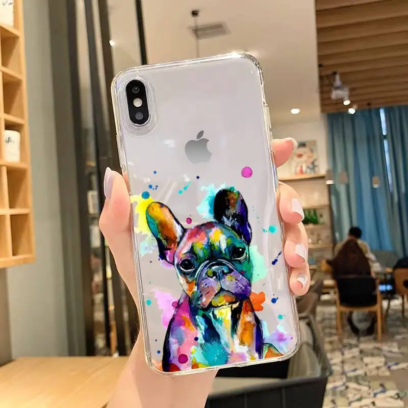 French Bulldog Phone Case For iPhone 11 12 Mini 13 14 Pro XS Max X 8 7 6s Plus 5 SE XR Transparent Shell