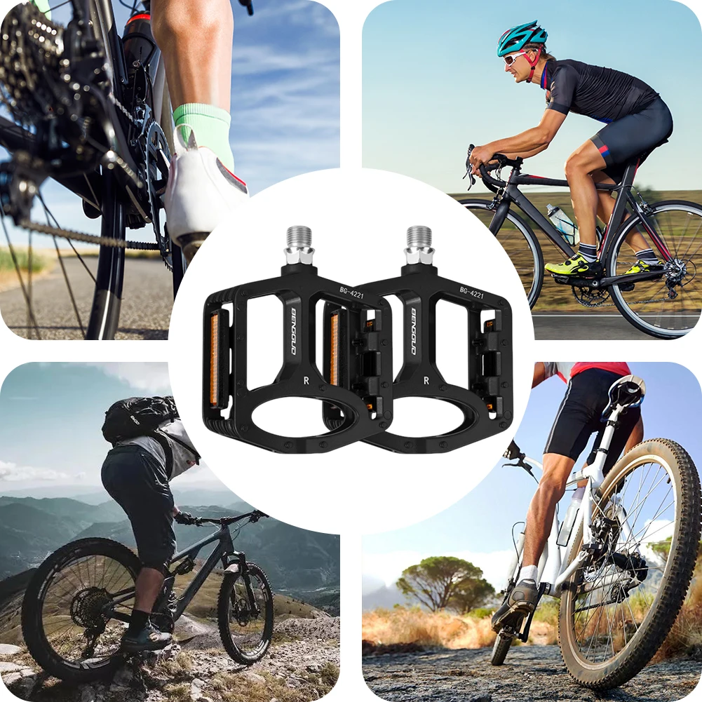

Mountain Bicycle Pedal Anti-Slip Road Bike Alloy Pedal Waterproof Double DU Bicycle Pedal for Night Riding Bicycle Accessories