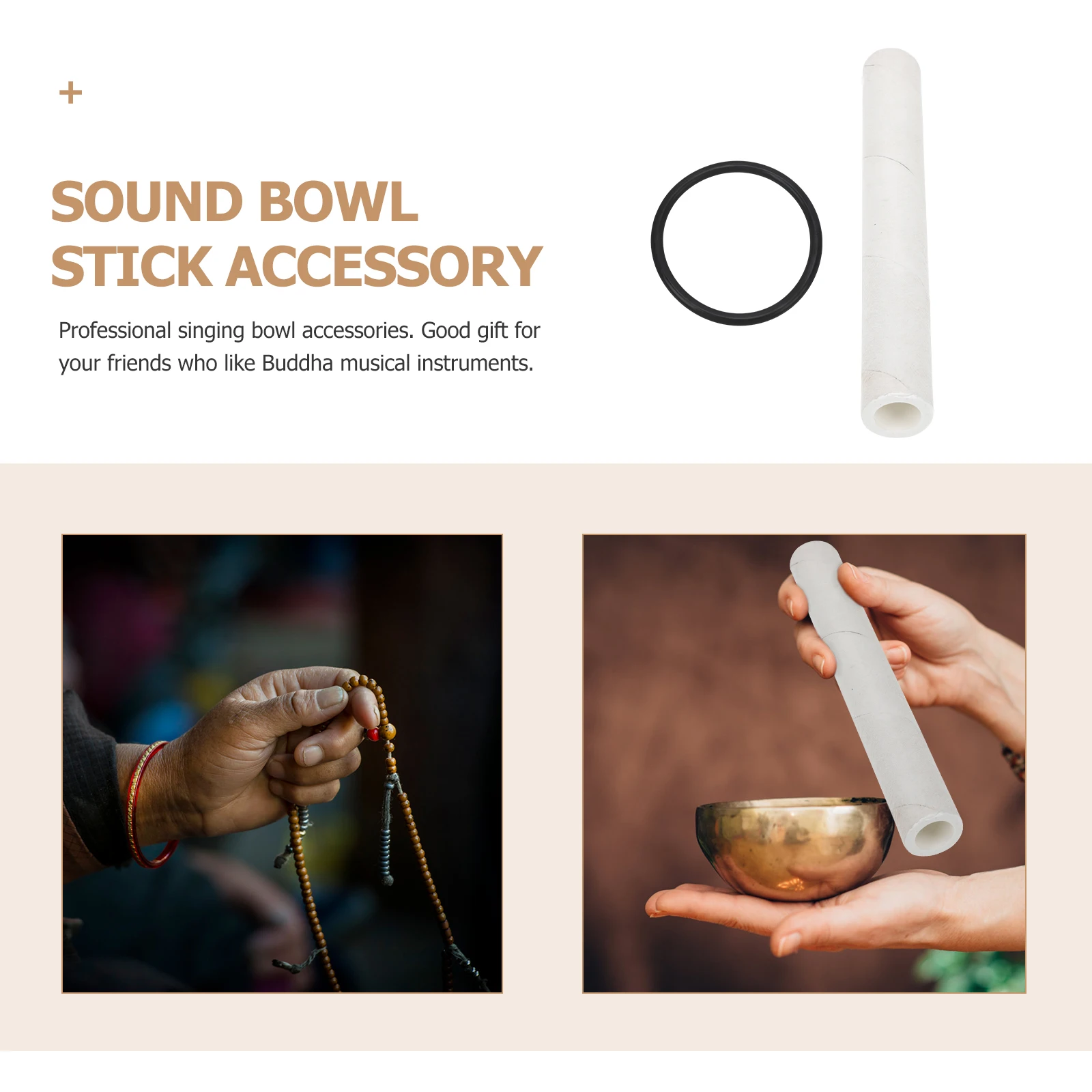 

Singing Bowl Mallet Sound Stick Accessory Rubber ABS Material Meditation Yoga Class Striker Durable Practical Easy Use Smooth