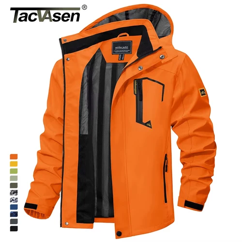 Imagen 2 del producto TACVASEN-Chaqueta ligera para hombre, cortavientos de malla forrada, impermeable, para lluvia, pesca al aire libre, senderismo, primavera y otoño
