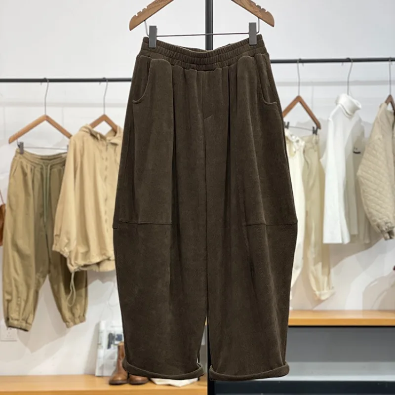 الكورية Sle سراويل تقليدية عالية الخصر سروال قصير سراويلي حريمي المرأة السراويل الطويلة ربيع الخريف جديد بسيط مطابقة تسع نقاط