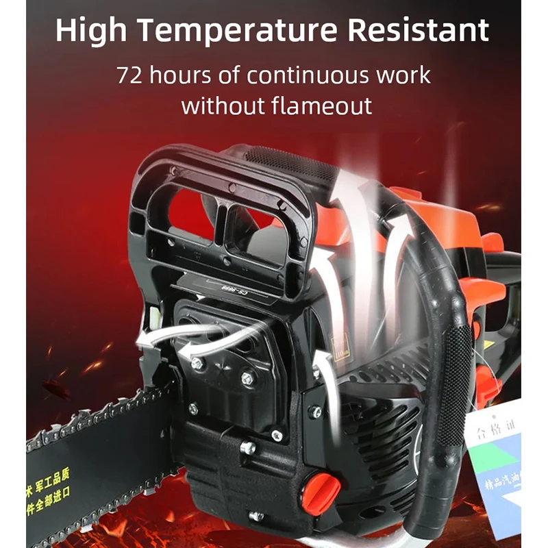 Hochleistungs-Hand-Benzinkettensäge, 9800 W, 87 CC, Zweitakt-Benzin-Holzfällersäge für die Arbeit im Freien, Lgging-Säge