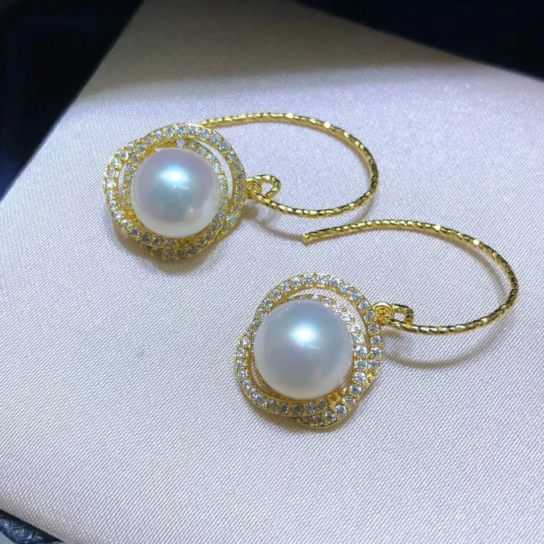 Wholesale S925 Sterling Silver Earrings Mount Findings Settings Base Mounting Parts Accessory for 7-8mm Pearls 5 pairs/lot