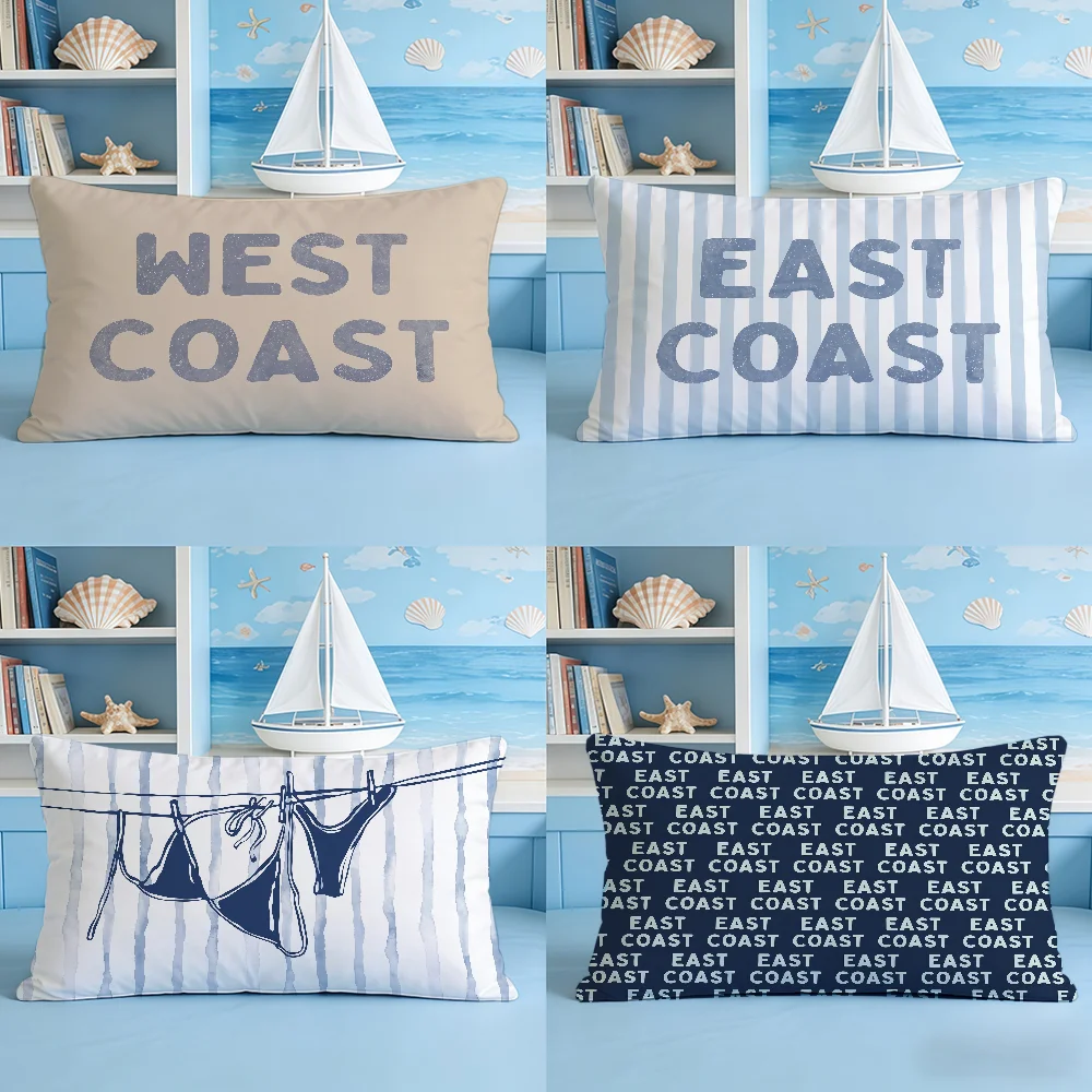 West East Coast Cushion Cover Rectangle Decorative Long Pillow Cases Sofa Bench Bedroom Chair LivingRoom
