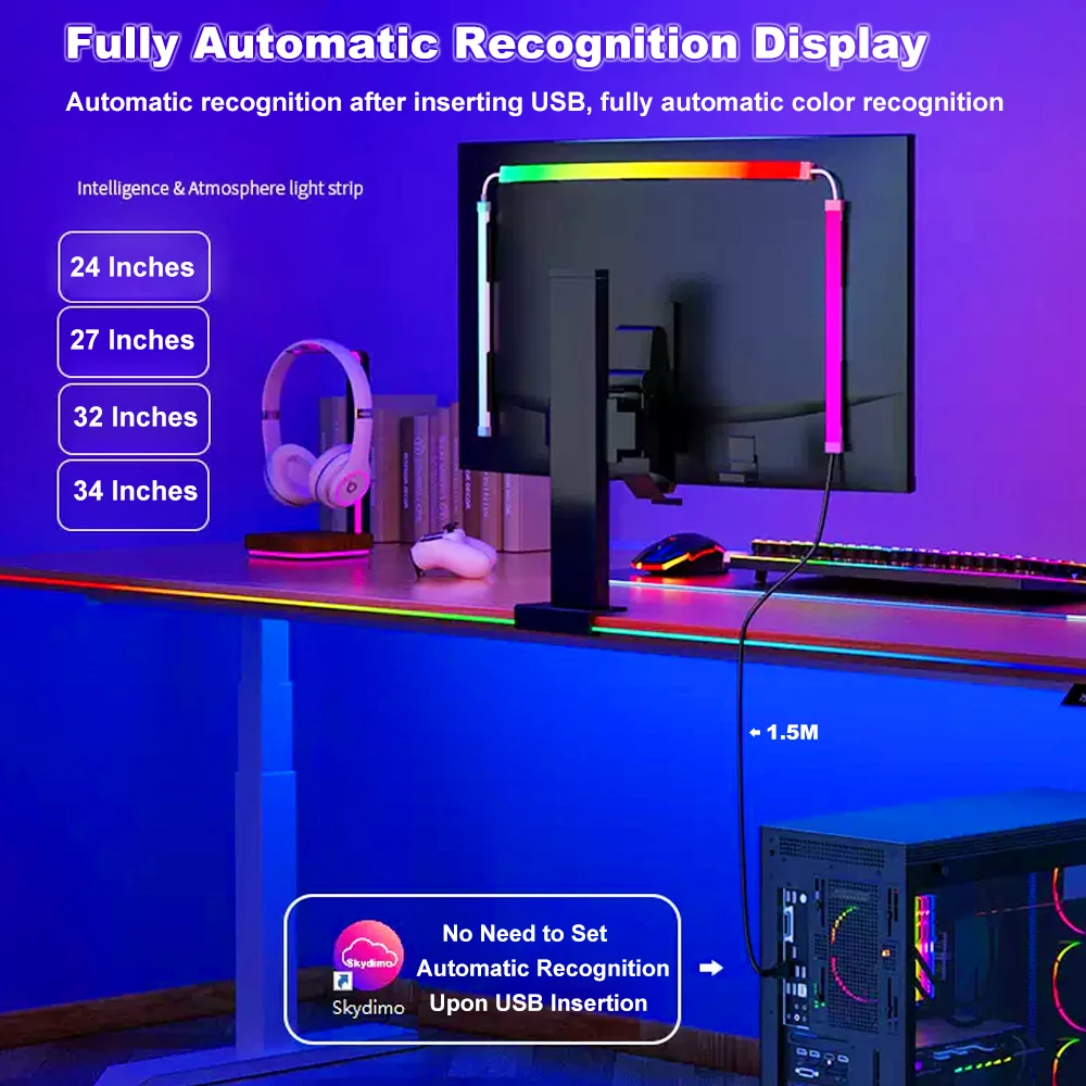 Listwa oświetleniowa Monitor komputerowy z podświetleniem ekranu RGB synchronizacja kolorów listwa oświetleniowa inteligentne sterowanie DIY lampa