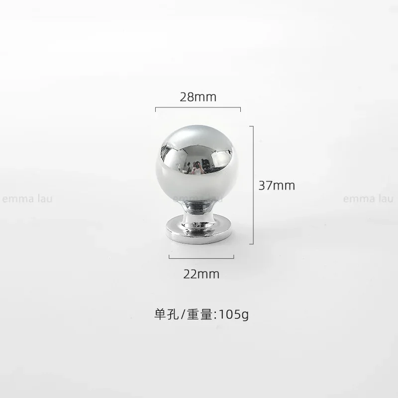 Bright Silver Brass Furniture Pull Handles Single Hole Cabinet Door Handles Drawer Knobs Kitchen Ball Wardrobe Cupboard Pulls
