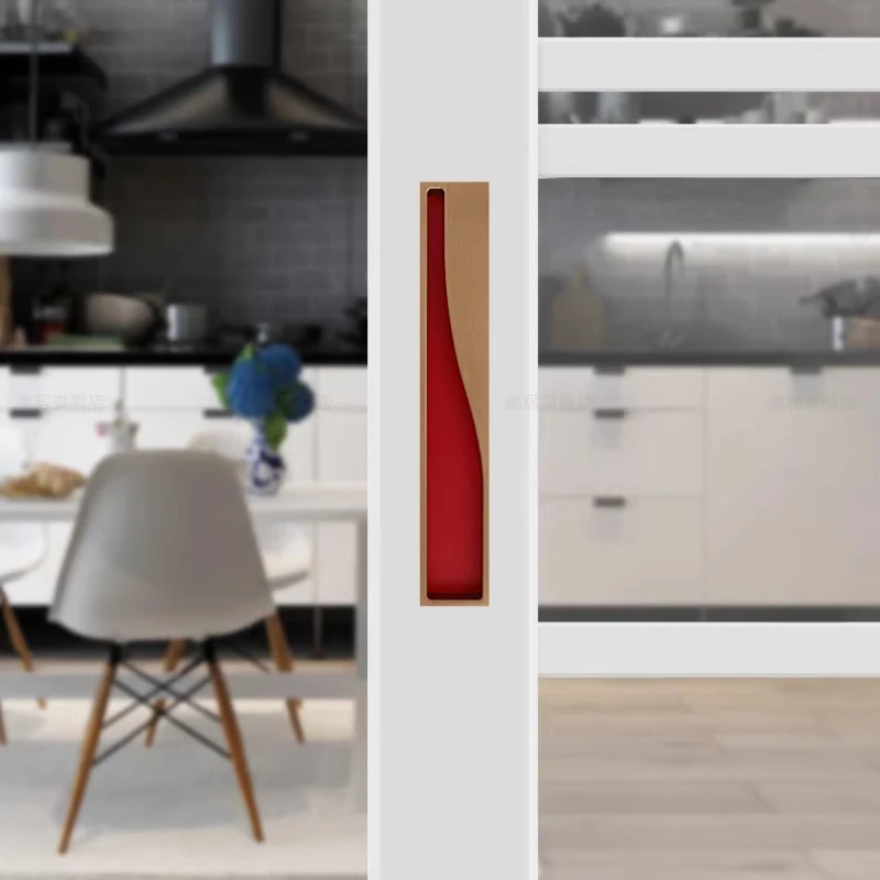 Embedded invisible handle light luxury high-end minimalist wine cabinet cabinet modern slotted embedded handle