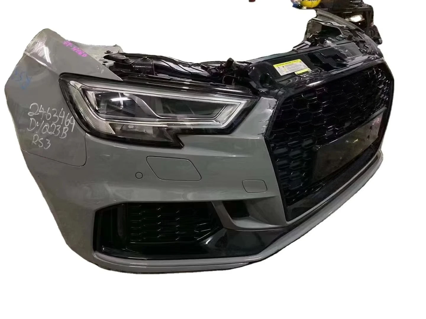 RS3 Auto Bodykit Upgrade New ABS Front Bumper Assembly Radiator Engine Hood Brake Light Lip Body Grille-Plastic Material Rear