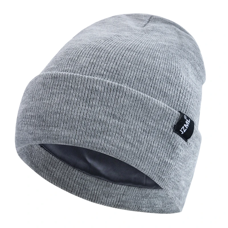 Neue Stil JZML Brief Plüsch Satin Gefüttert Antistatische Beanie Hut Herbst & Winter Hüte Für Männer Und Frauen Outdoor gestrickte Hüte – Detail 9