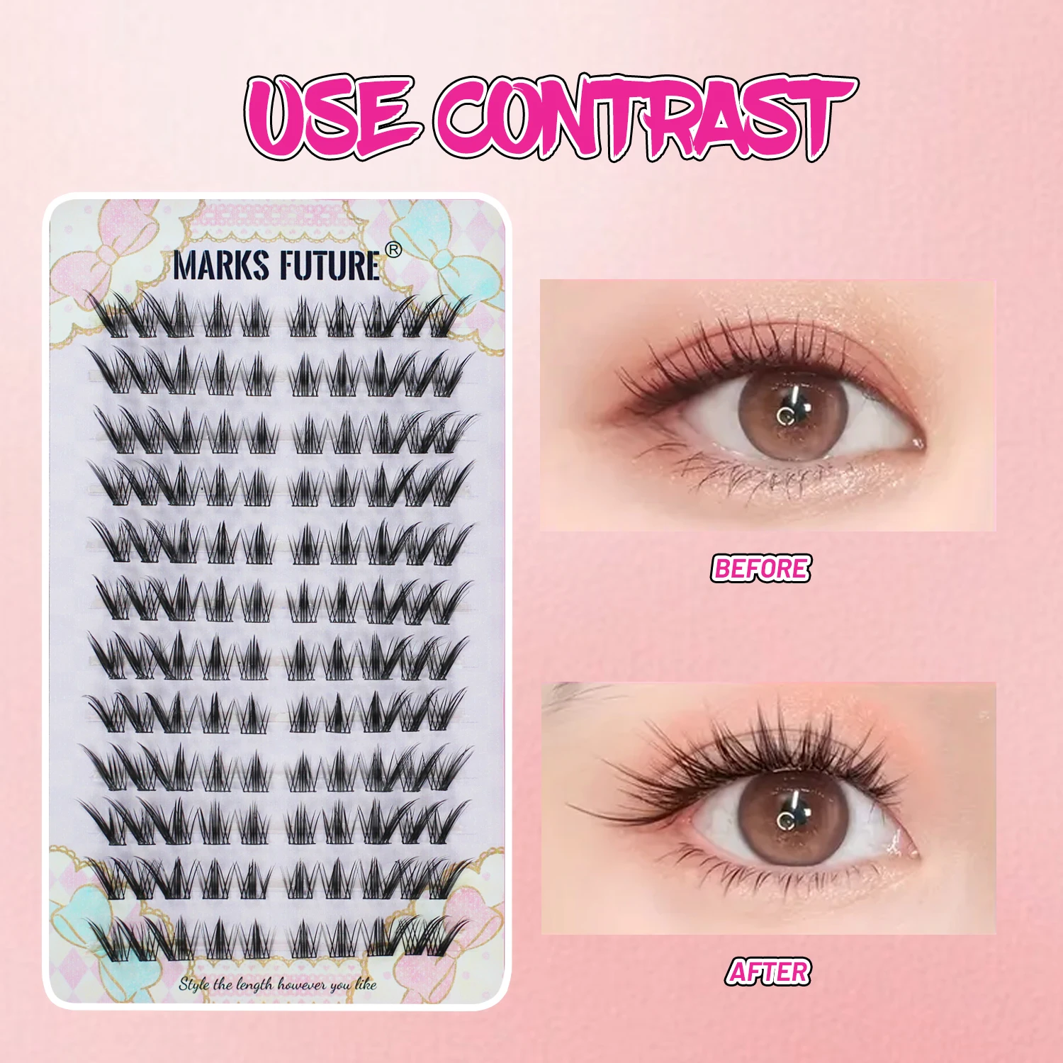 240 Stück künstliche Wimpern, großes Volumen, C-Curl, einzelne Wimpern im Fuchs-Stil, Katzenaugen-Look, Cosplay-Stil, natürlich und voluminös, einzeln verpackt, für einen rein natürlichen Look, für den Heimgebrauch, geeignet für Anfänger. – Detail 2