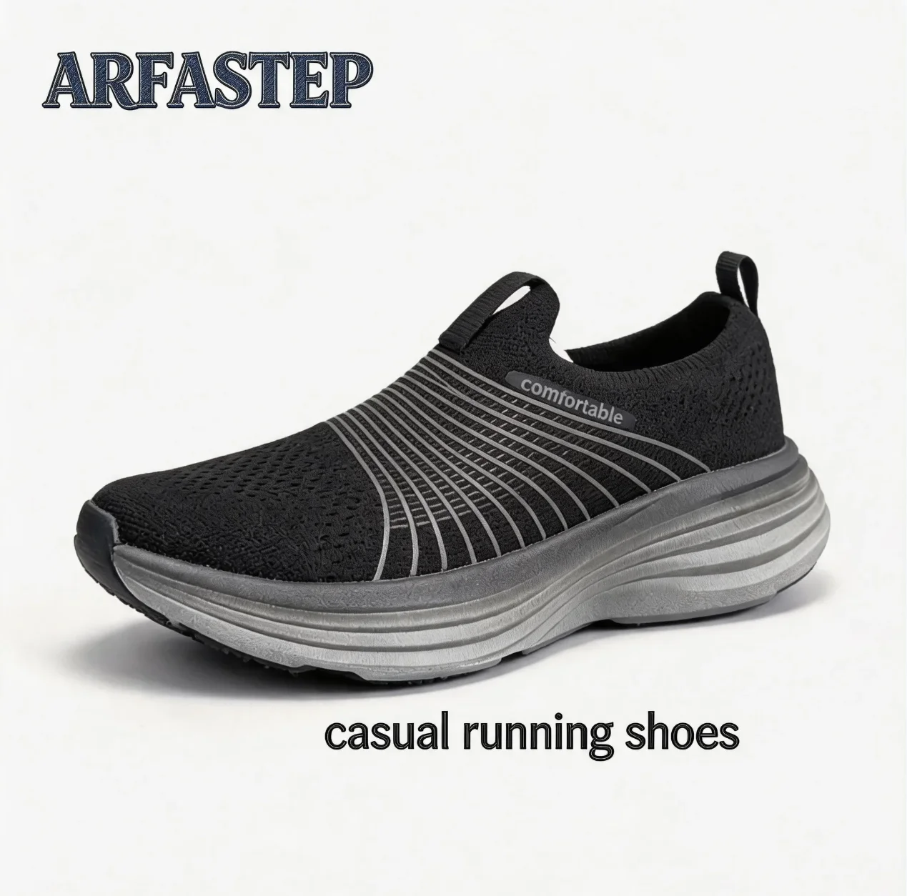 ArfaStep Zapatos para caminar unisex sin cordones, de punto transpirable, cómodos, con suela gruesa, ligeros, antideslizantes, informales