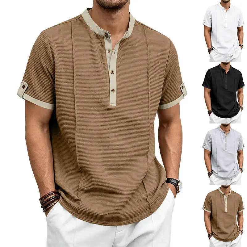 Men's Summer Vintage Texture Hard Style Casual Holiday Short Sleeve T-Shirt Overhead Polyester Fiber Custom DIY Lp-2