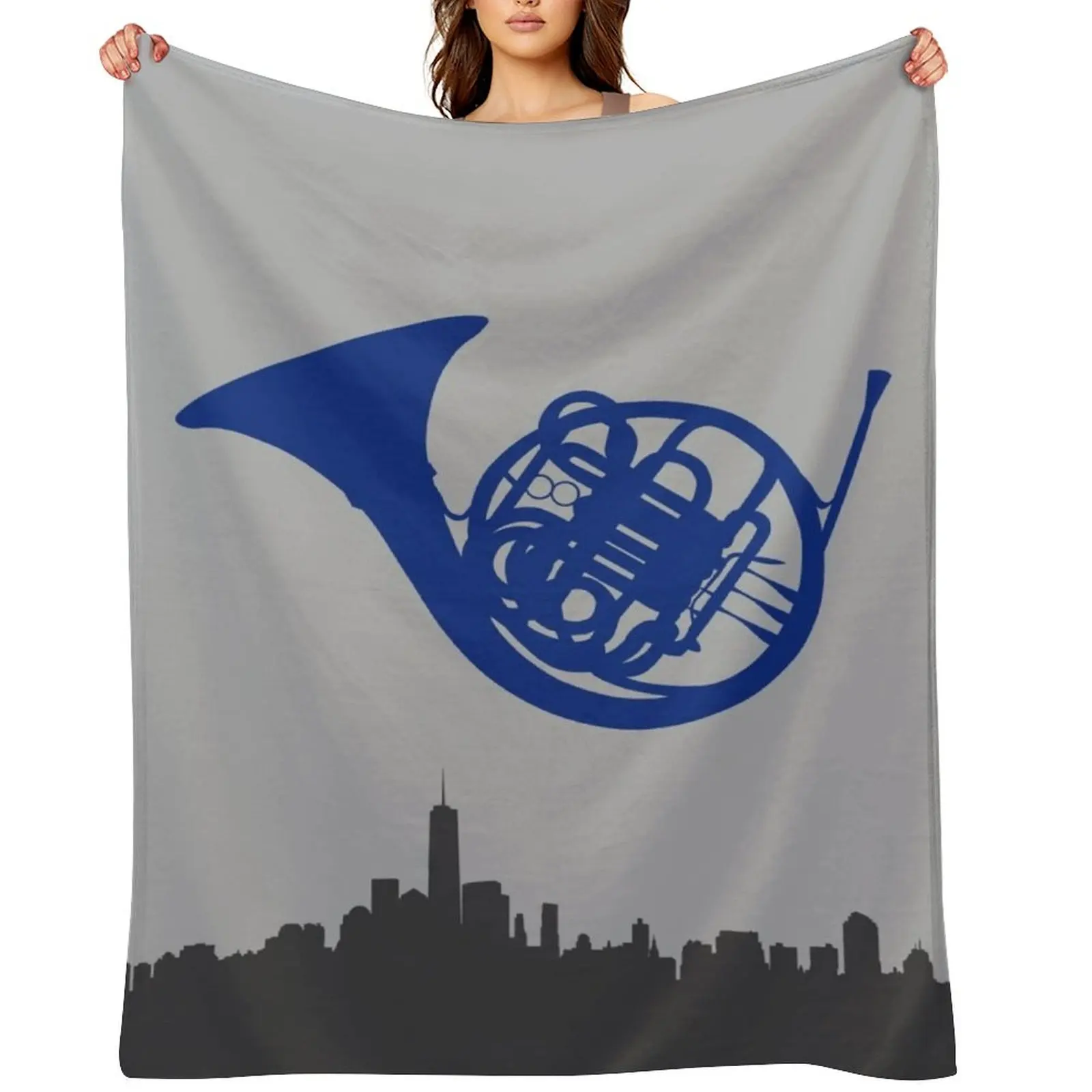 

Blue French Horn HIMYM Throw Blanket Decorative Beds Moving Cute Blankets