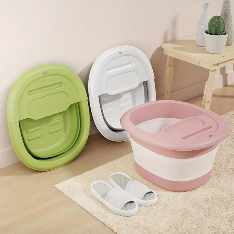 

Foldable Portable Foot Bath Tub - Adjustable Height, Thermally Insulated, Leg Massage & Soaking Basin with Drainage Holes