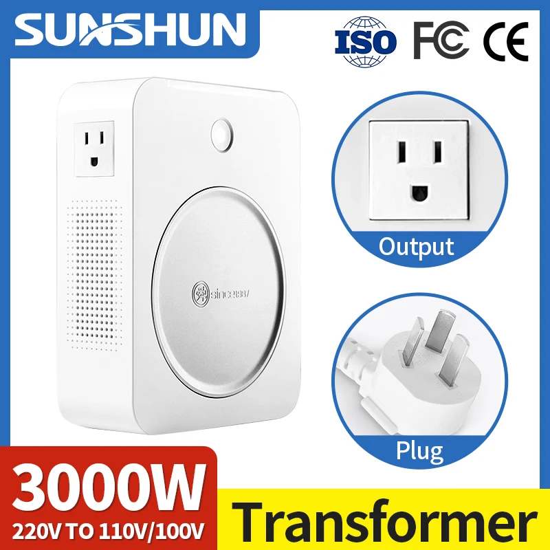 Shunhongステップアップステップダウントランス、電圧コンバーター、3000w、220〜110v、110v〜220v、220、銅電源、240、100