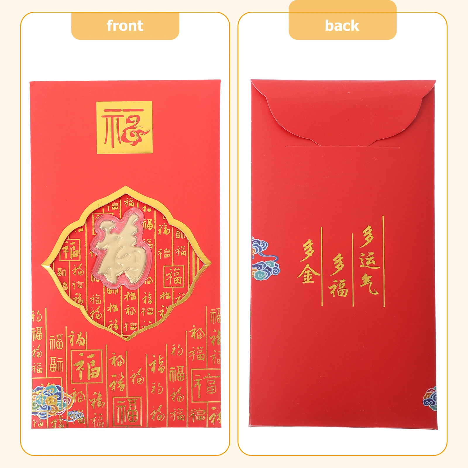 

2 Pcs Envelope Family Gift Gold Leaf Cash Lunar New Year Money Envelopes Spring Festival Packet
