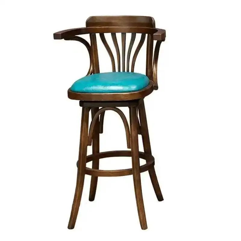 

Wood Cafe Swivel Stools Creative Bar Chairs Restaurant Home American High Home Clear Simple Retro Armchairs Solid Bar Furniture