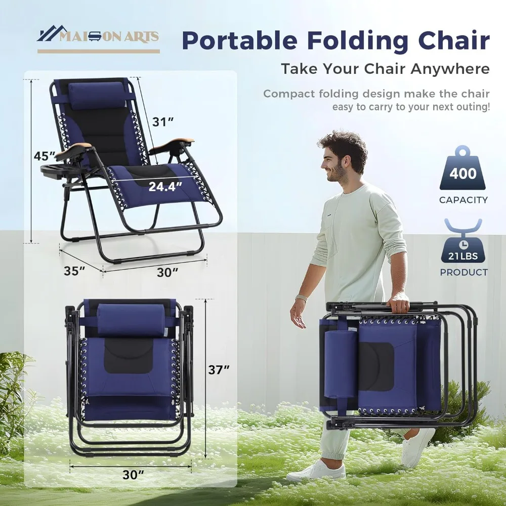 Foldable Chair Support 400LBS Beach Folding Chair Blue Portable Folding Chairs Camping Fishing Lounger Camping Chair