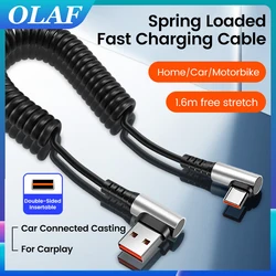 6A Spring Cable USB A-C C-C Type C PD Fast Charging Data Transfer Wire For iPhone 15 Xiaomi Huawei Samsung Cellphone Accessories