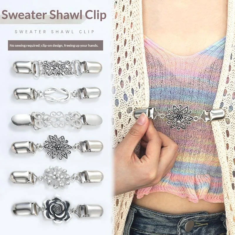 [YU]Vintage Anti-Rust Sweater Shawl Clips Sturdy Clothing Clasps for Women Cardigan Dress Shirt Gift for Friend
