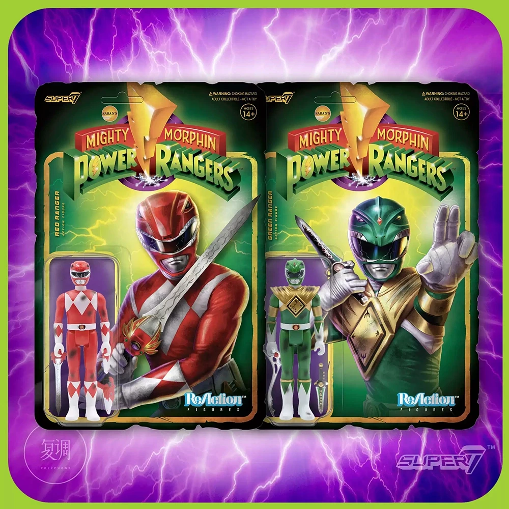 In Stock Original Hasbro Super7 Mighty Morphin Power Rangers Green Ranger Red Ranger Battle Damage Ver. Action Figures Model Toy